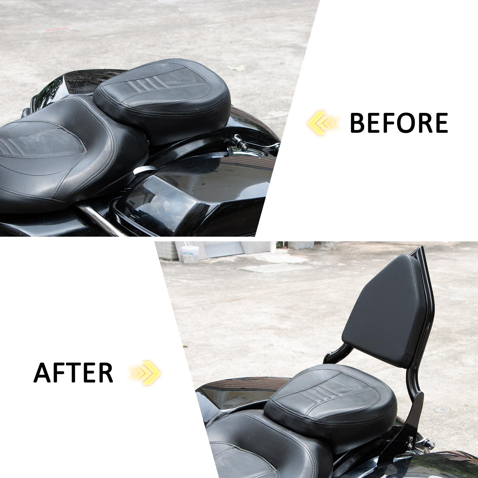 Sissybar Rückenlehne Beifahrer für Touring Street Glide Electra Glide Road Glide Road King 2009-2025, Motorrad Abnehmbare Zweck Sitz Rückenlehne Kissen Verstellbar Klappbar Kurz