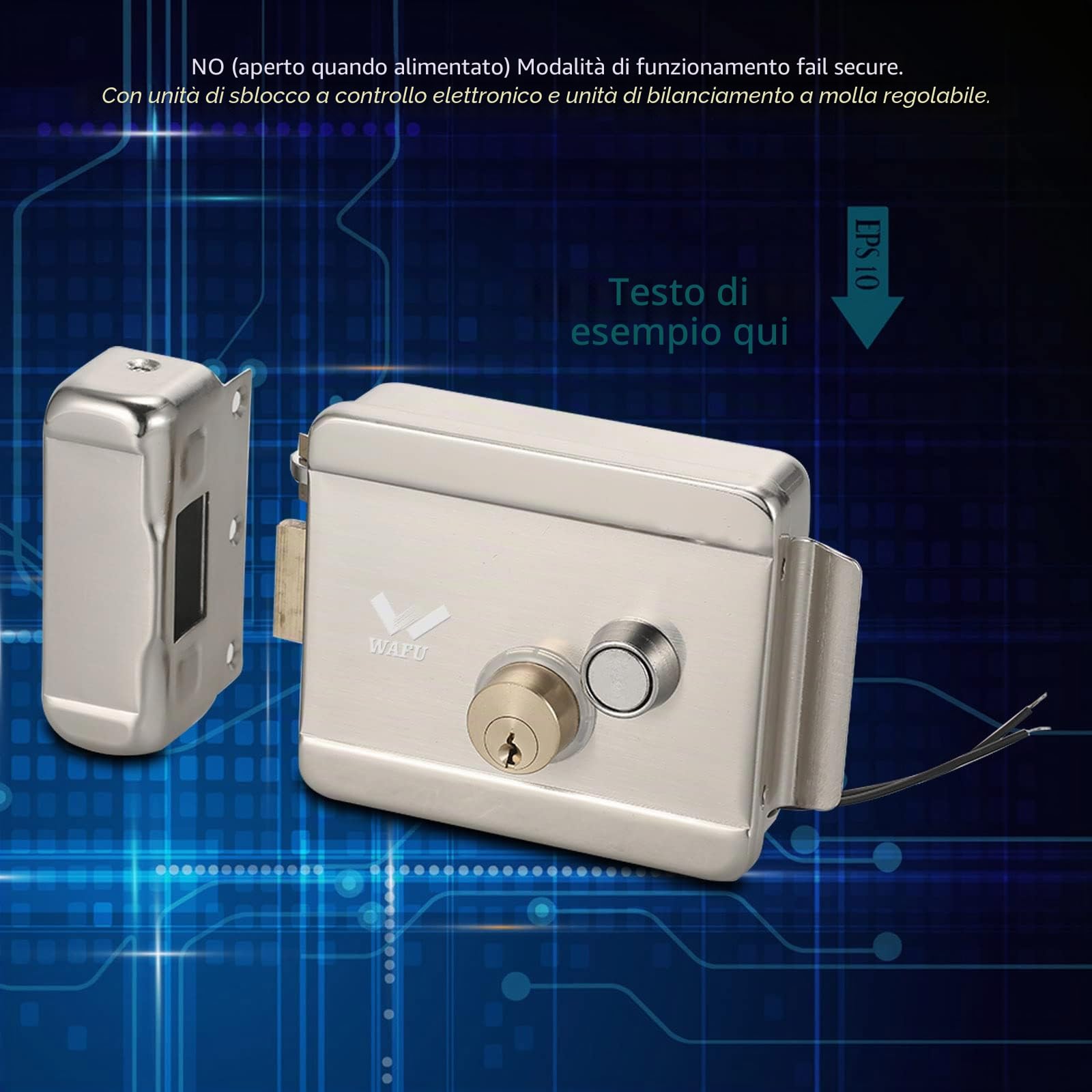 Serratura elettrica intelligente per cancello, metallica, con 3 chiavi e sblocco per sistema di controllo accessi elettronico