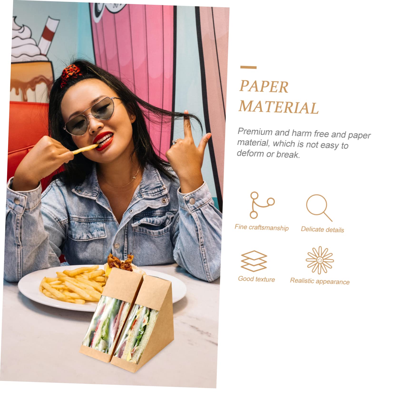Gatuida 100piezas Caja De Sándwich De Papél Kraft Para Envasar Repostería Caja Para Comida Para Llevar Para Hornear Pasteles