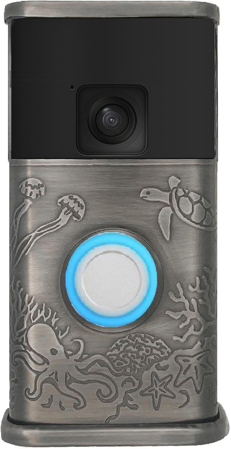 Coastal Video Doorbell Cover (Compatible with Ring Battery Doorbell - 2024 Release) (Antique Pewter)
