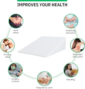 ADEPTNA Memory Foam Therapy Bed Wedge Pillow – High-Density Support for Back Support, Neck, Leg Pain Relief Sleep Apnea for Better Breathing, Circulation, and Acid Reflux Heartburn