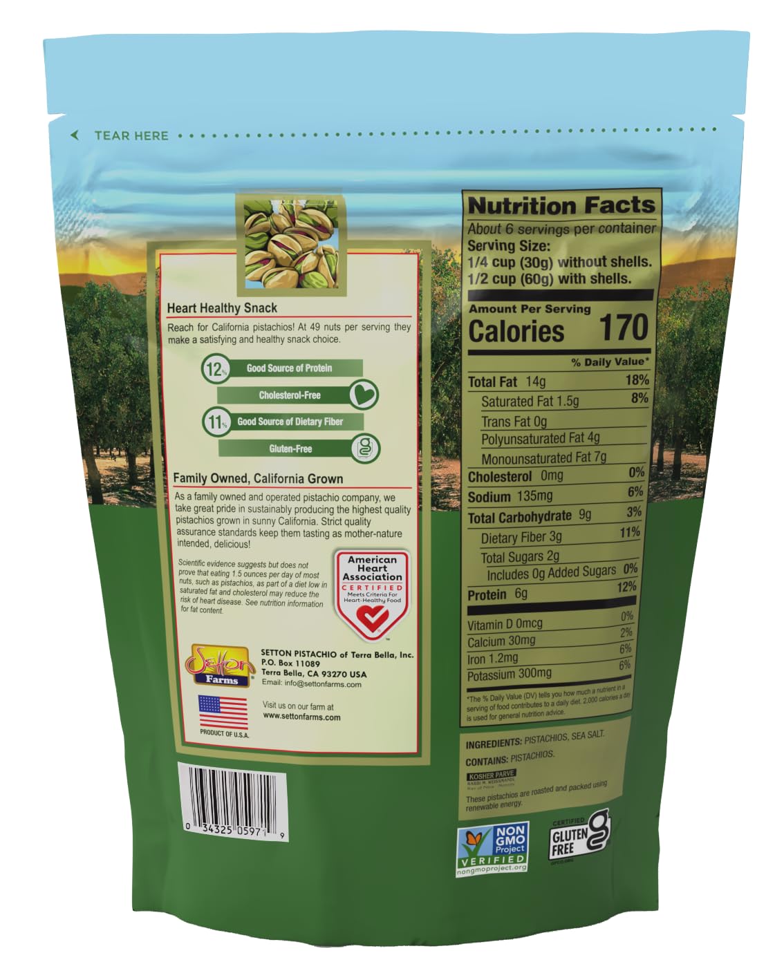 Setton Farms Premium Pistachios, Dry Roasted with Sea Salt, 12 Oz. Bag image 2