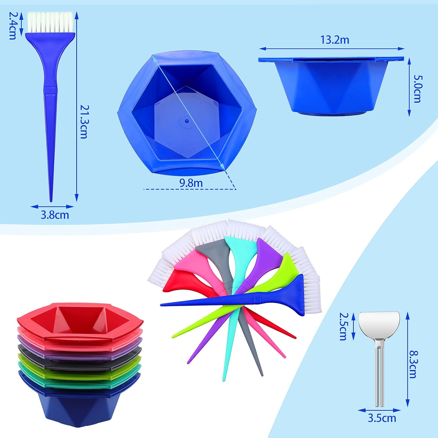 7-Color Hair Coloring Brush and Bowl Set, Rainbow Hair Dye, with Key Tube Squeezer, Salon Hair Coloring Dyeing Kit-Mixing Bowl : Beauty & Personal Care