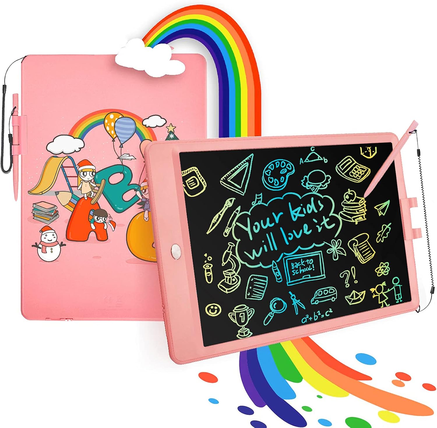 Drawing Tablet for Kids Toys, 10 Inch Colorful Toddler Doodle Board Drawing Pad, Erasable Electronic Drawing Pads, Kids Early Educational Learning Toys for 3-6 Years Old Boys Girls Gifts, Pink