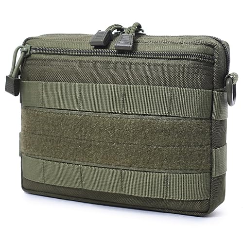 Tactical Molle Horizontal Admin Pouch EDC Utility Orgaznier Bag (Army Green)