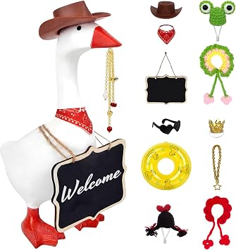 Desk Mini Goose key Holder 7 inch with 5 set Outfits Cute Desktop Goose