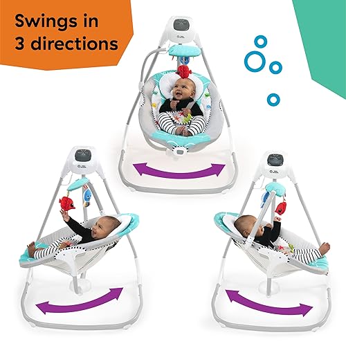 Miniatura 11 de Baby Einstein Explorers Kick to It - Columpio y balancín musical 4 en 1 para bebé, con juguete de piano extraíble, a partir de 0 meses Gris