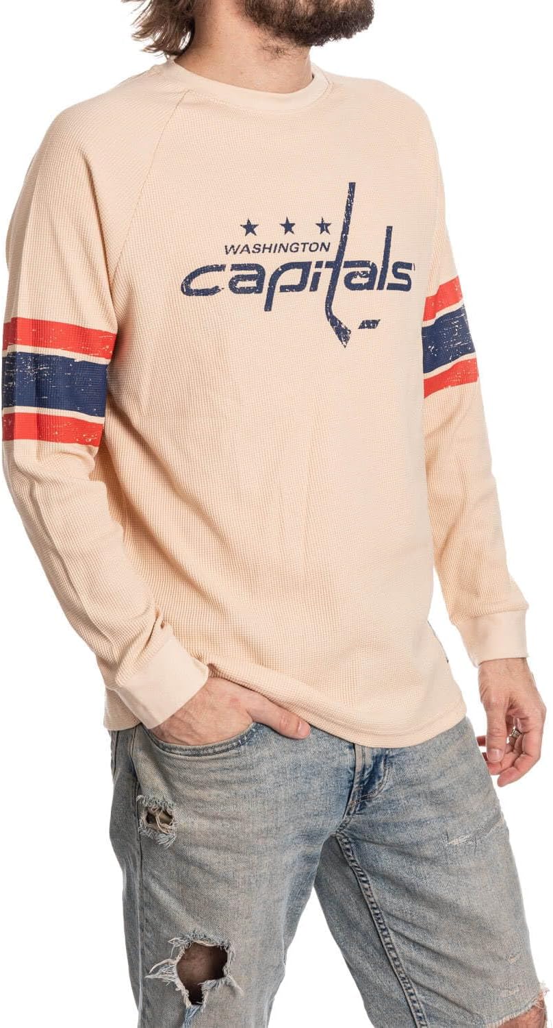Calhoun Men's NHL Waffle Knit Long Sleeve Thermal Shirt – Lightweight Cotton Blend, Cold Weather Layering Top