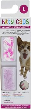 Kitty Caps Nail Caps for Cats, White with Pink Tips & Clear with Pink Glitter - Safe, Stylish & Humane Alternative to Declawing Stops Snags & Scratches, Large 13 lbs or more, 40 Count