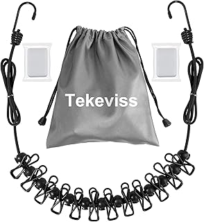 Travel Clothesline,Retractable Clothesline,Travel with Retractable Portable Clothesline (Including 2 Compressible Towels) 12 clothespins, Suitable for Indoor and Outdoor, Outdoor Camping use (Black)