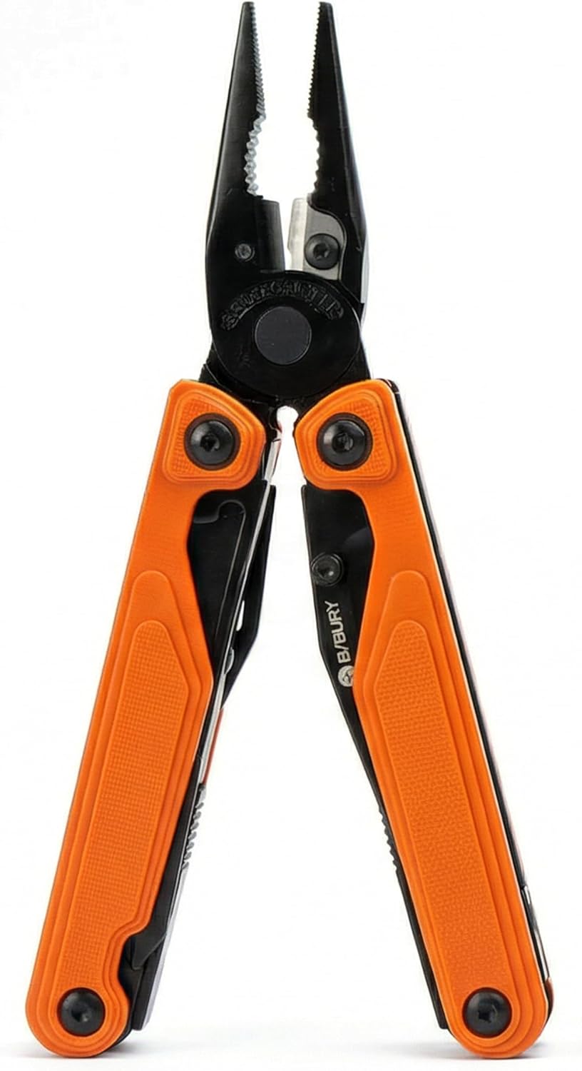 BIBURY Multitool BI2048O with G10 Handle, 19-in-1 Multi Tool Pliers with Replaceable Wire Cutters, Full-Size Scissors, Foldable Multitool with Screwdriver for Outdoor, Survival, Camping, Hiking,Repair