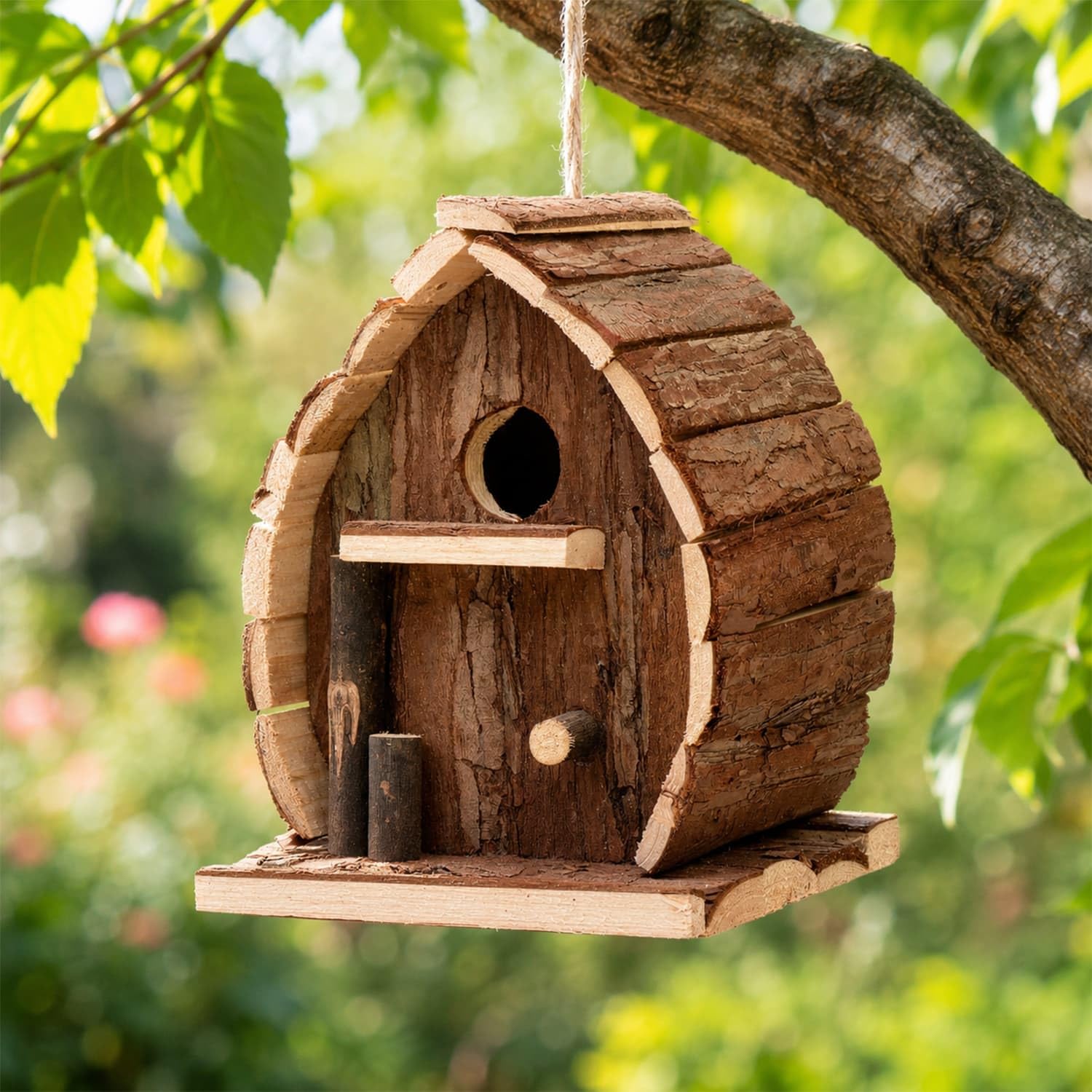 CKB LTD Caja de anidación de pájaros, Caja de Madera para Colgar en el hogar, para pájaros, rústica, Natural Resistente a la Intemperie Ideal para Cualquier tamaño jardín al Aire Libre árbol o balcón