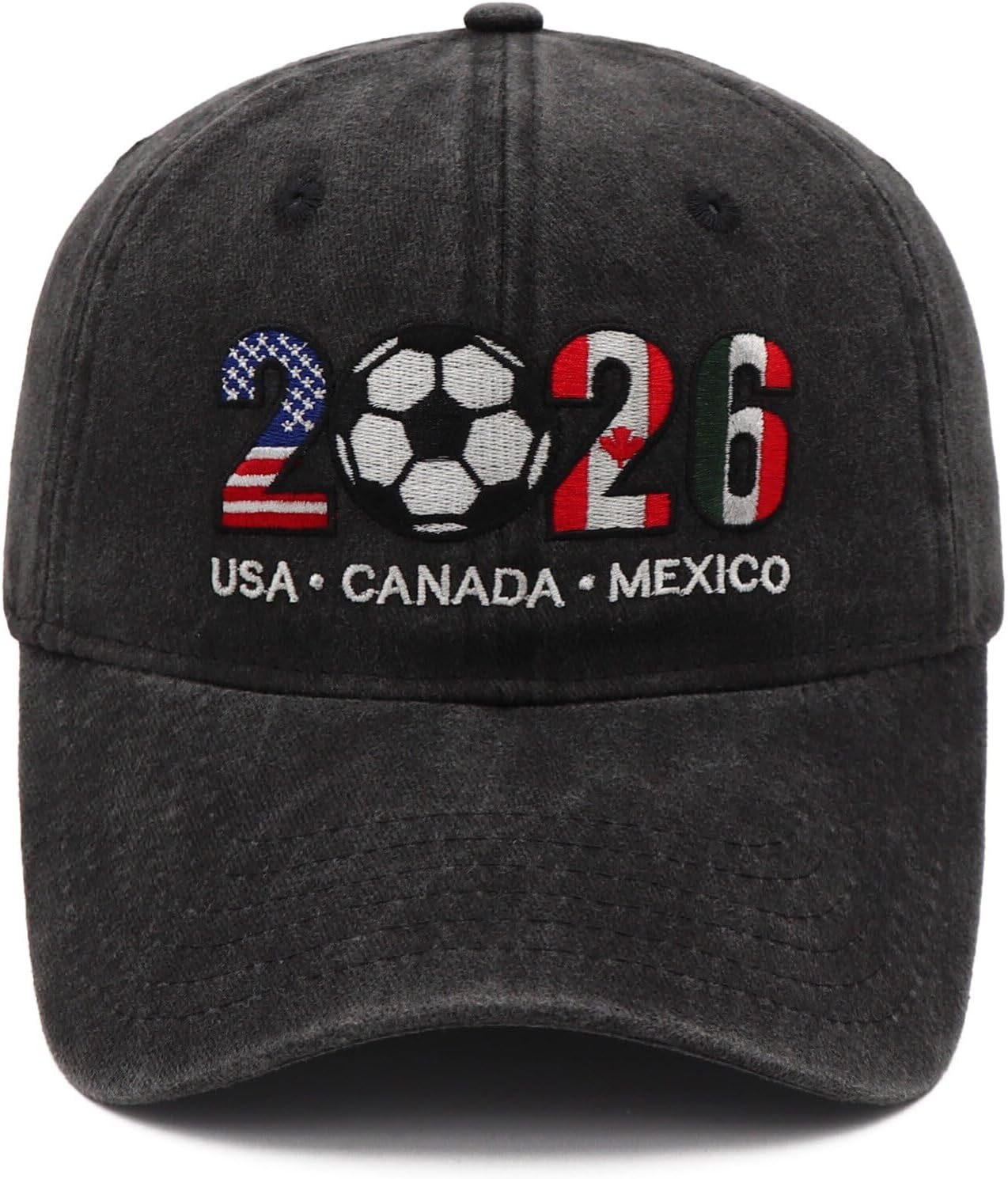 Soccer Hat 2026 Soccer Cap–USA, CAN, MEX Embroidered Baseball Cap,Soccer Fan Gifts Accessories Decorations for Men
