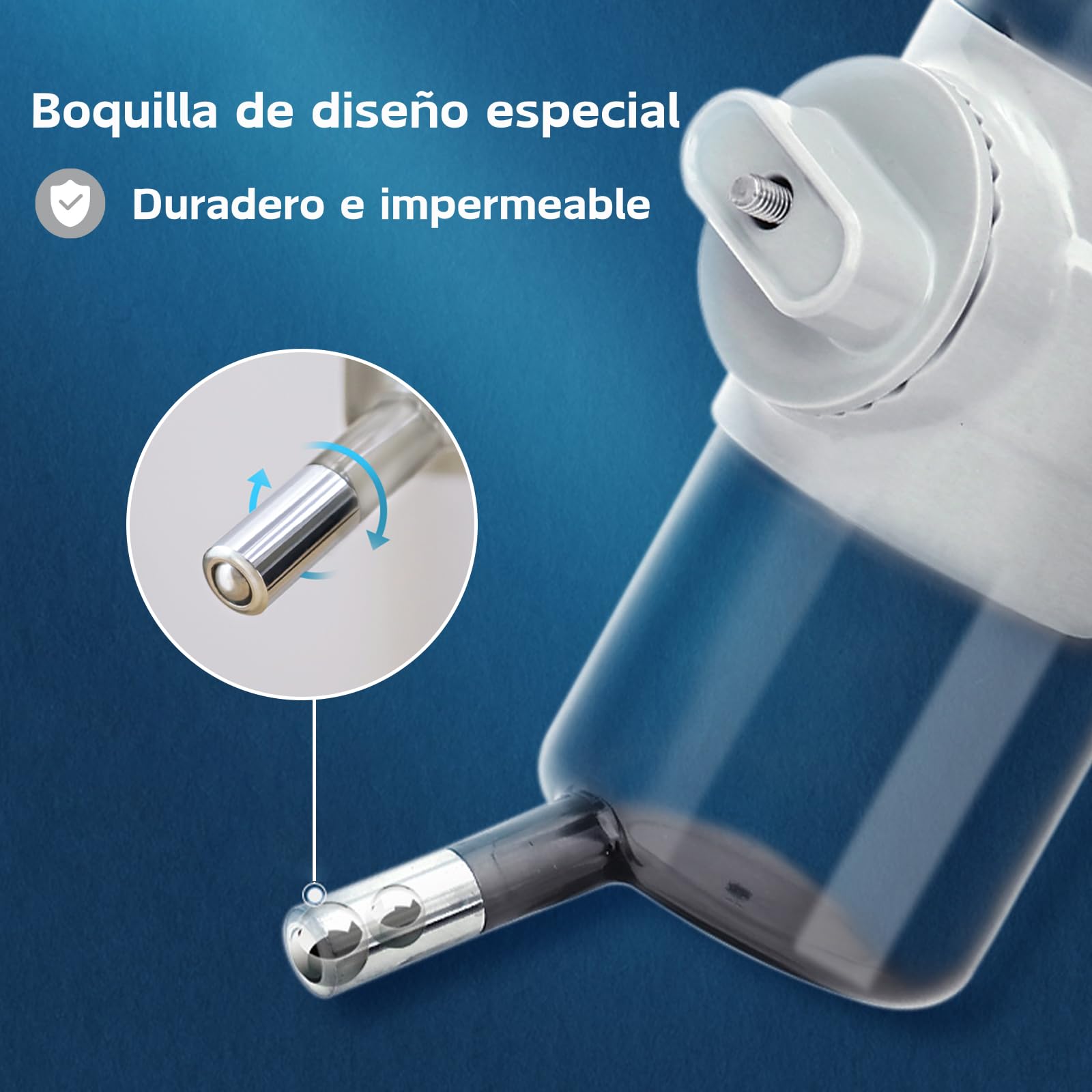 Dispensador de Agua Perros para Jaula, Septillar, 700ml, Bebedero Perro, Sin Goteo, Botella Agua Perro, Mascotas, Gato, Conejo (Gris)
