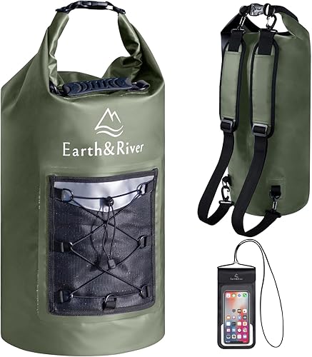 EARTH&RIVER Mochila seca de alta calidad, extra gruesa, protección para todas las actividades acuáticas y campamentos, bolsa seca ligera flotante