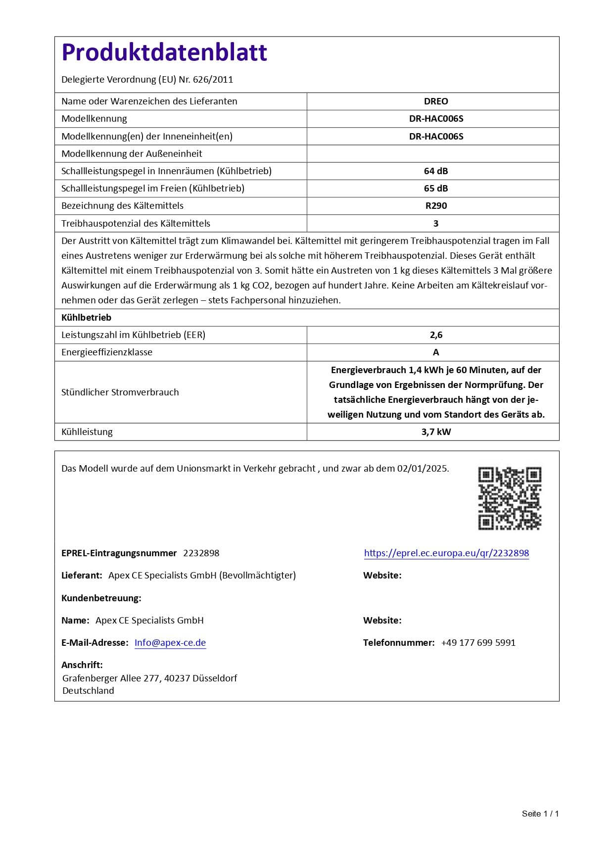 DREO AC516S 12000 BTU Mobiles Klimagerät 3-in-1 Kühlen Ventilieren Entfeuchten leise App Steuerung