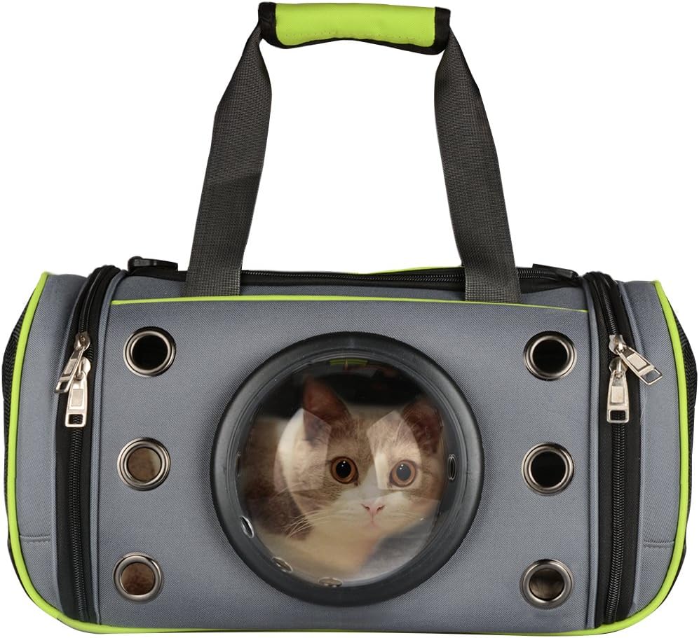 PETLOFT Innovative Pet Carrier, Deluxe Soft Sided Top and Side Loading Foldable Pet Travel Carrier for Cats and Small Dogs (Large, Green)