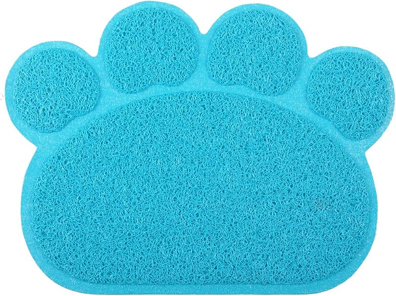 Tapete para Caixa de Areia de Gatos em Formato de Patinha DM, PVC, DeepSkyBlue, 40,01 x 30,00 cm