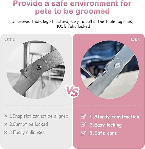 Miniatura 6 de APRILSOUL Mesa de aseo para mascotas de 36 pulgadas para perros pequeños, superficie plegable, antideslizante, con brazos de altura ajustable,