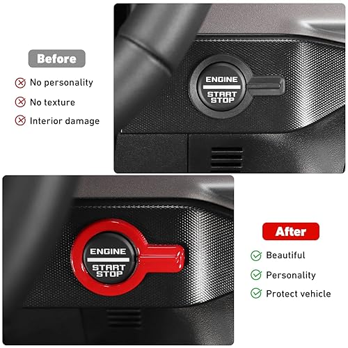 Miniatura 2 de Linskip Anillo de botón de arranque compatible con Ford Bronco 2021-2025, cubierta del botón de arranque del motor para accesorios interiores Bronco
