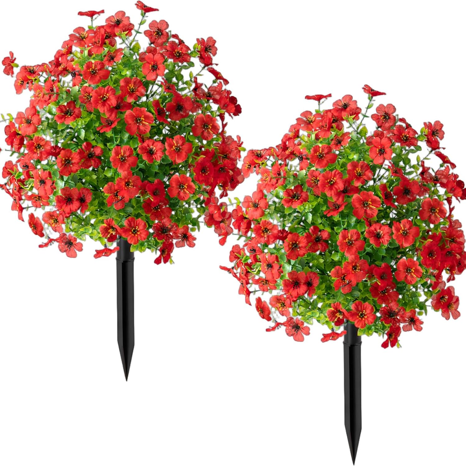 2PCS Artificial Plants & Flowers for Outdoors, 22inch Artificial Violet with Ground Spike for Outdoor Indoor Garden Home Decoration (Multicolor)