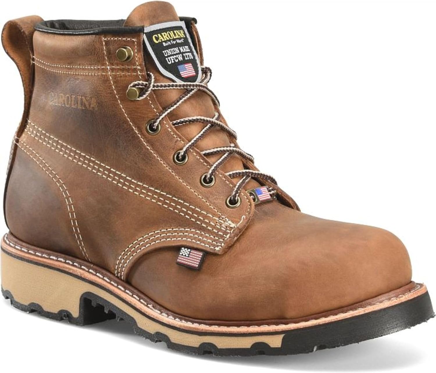 Carolina Ferric Usa 6" Steel Toe Work Boot Men Work Boots Steel Toe Electrical Hazard Slip Resistant Leather Safety