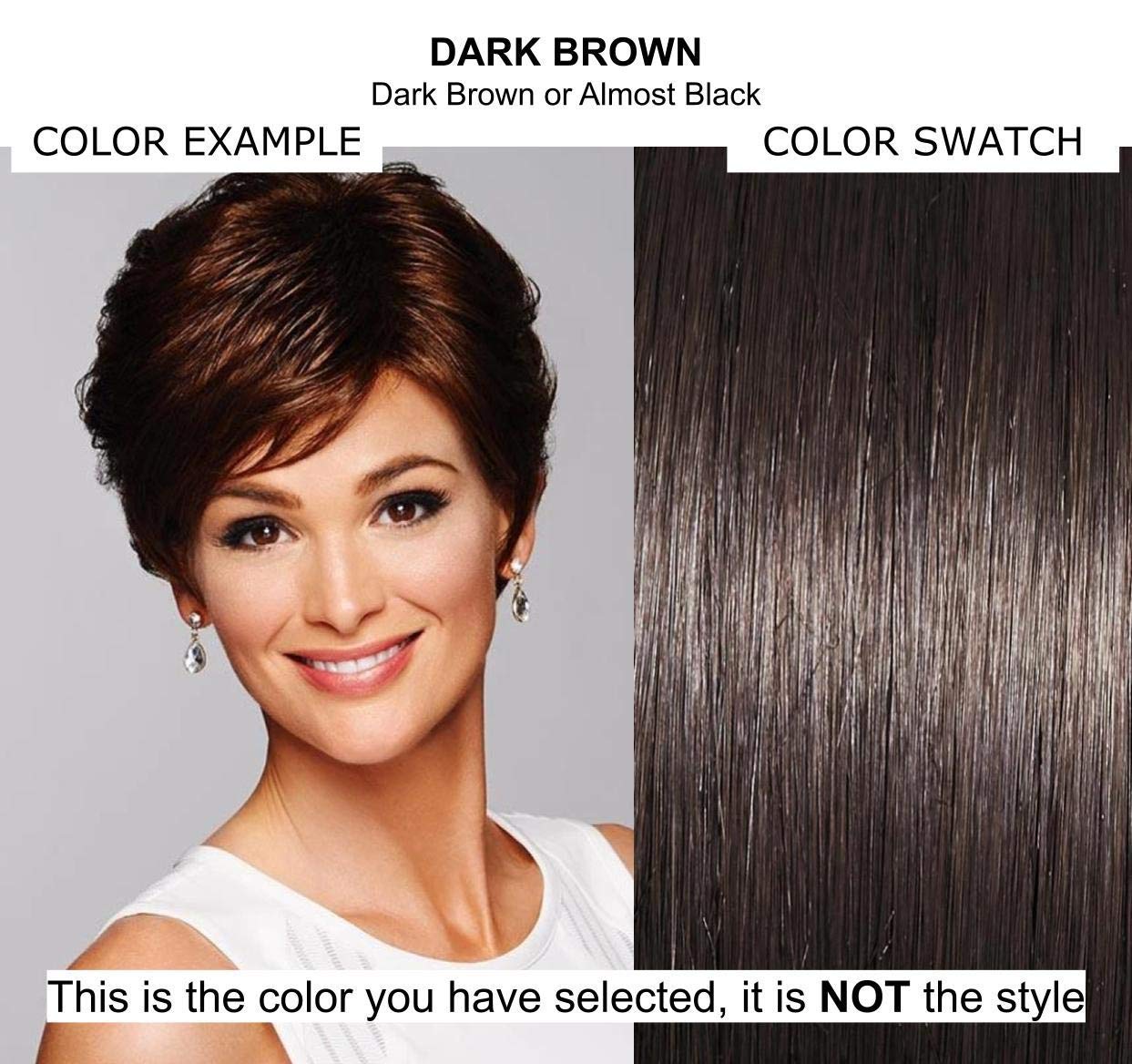 Honesty Wig Color Dark Brown - Gabor Wigs 3.5" Short Gentle Waves Sculpted Bangs Excelle Heat Friendly Synthetic Soft Face Framing Bundle MaxWigs Hairloss Booklet