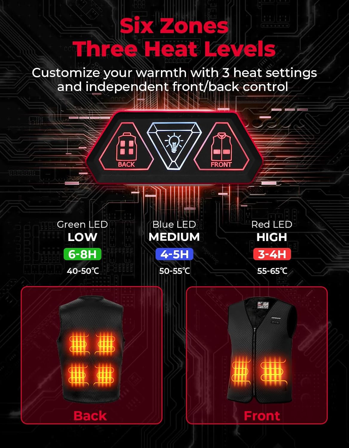 KEMIMOTO Heated Vest for Men, Electric Warming Vest for Hunting & Winter Sports (Battery Not Included) - Image 4