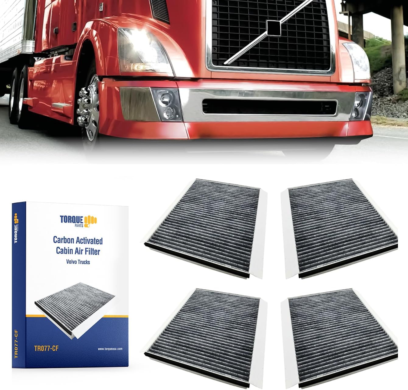 Cabin Air Filter Carbon for Volvo Truck Replaces Fleetguard AF26405 4 pcs