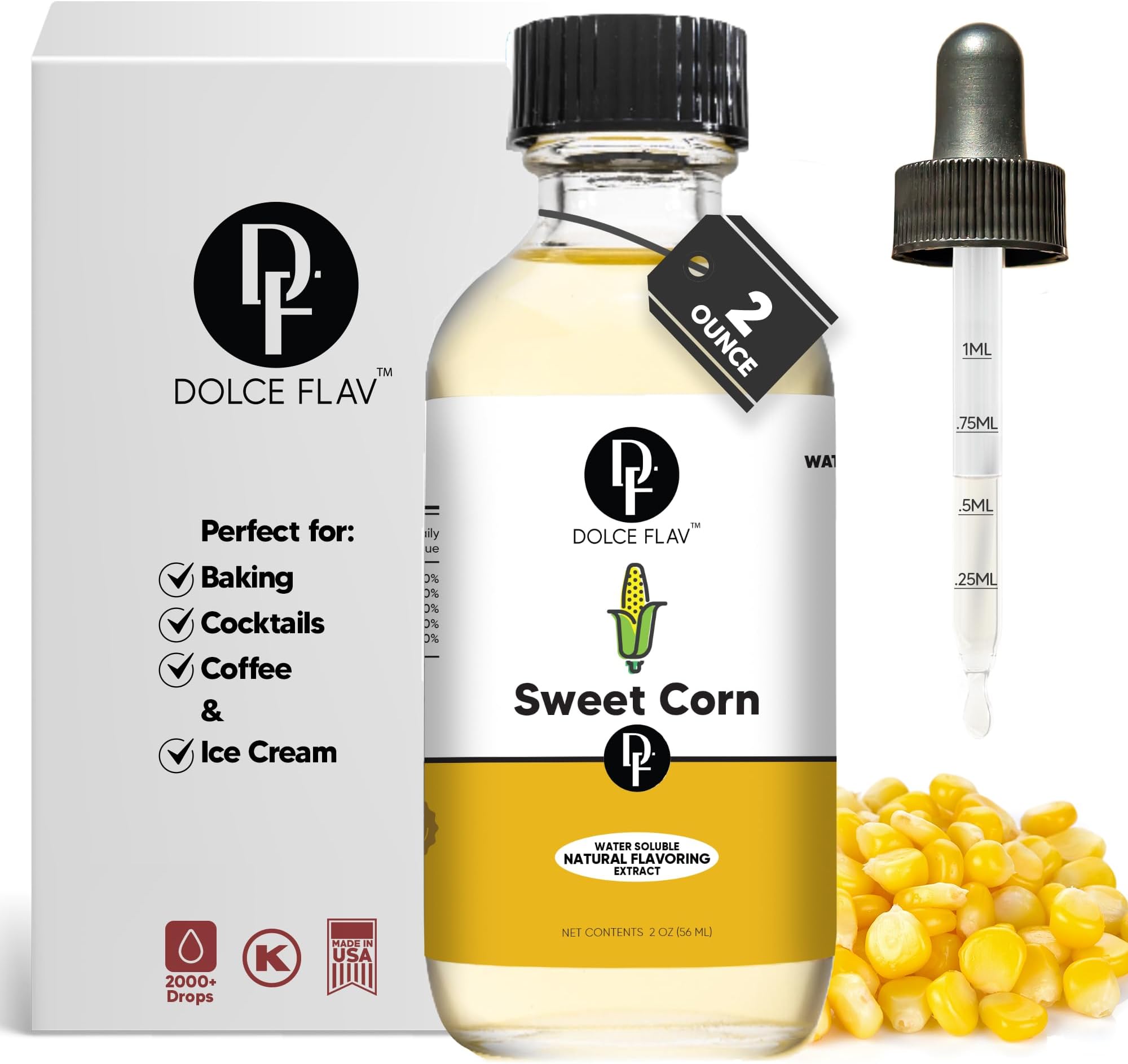 Dolce Flav Natural Sweet Corn Extract 2 Oz Kosher Sugar 
