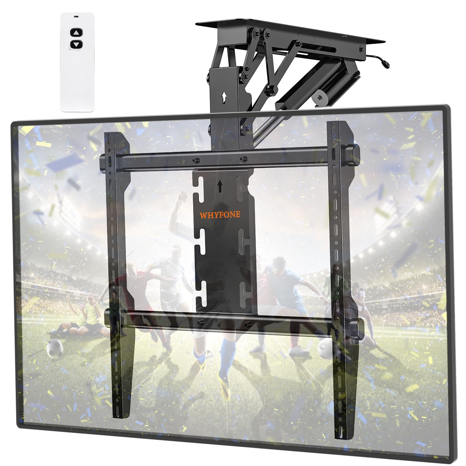 TV Deckenhalterung Elektrisch für 37-86 Zoll Fernseher bis 50kg, Motorisierte Klapphalterung TV Halterung Decke mit Fernbedienung für Flache & Geneigte Decken, max. VESA 600x600mm