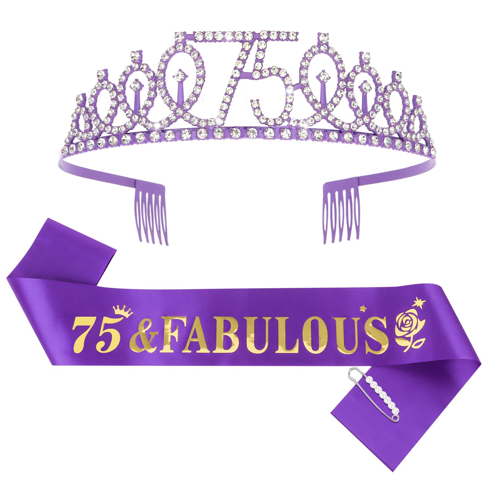 60th Birthday Sash & Tiara - Gold Crown '60 & Fabulous' -11