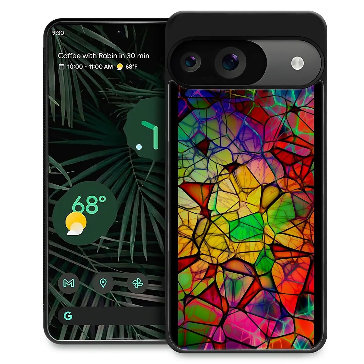 CARLOCA Compatible with Google Pixel 9/9 Pro Case, Colorful Stained Glass Piece Fashion Pattern Design for Girl Shockproof Anti-Scratch Hard PC Back