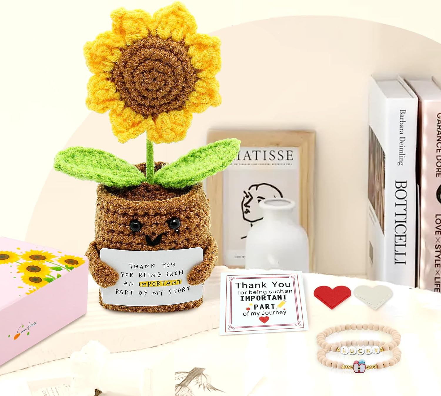 Teacher Employee Appreciation Sunflower Gift Set - Gifts for Women, Appreciation Week Easter Graduation, Teacher Nurse Boss Coworker Friend Women Men Emotional Inspirational Support (Lucky) image 2