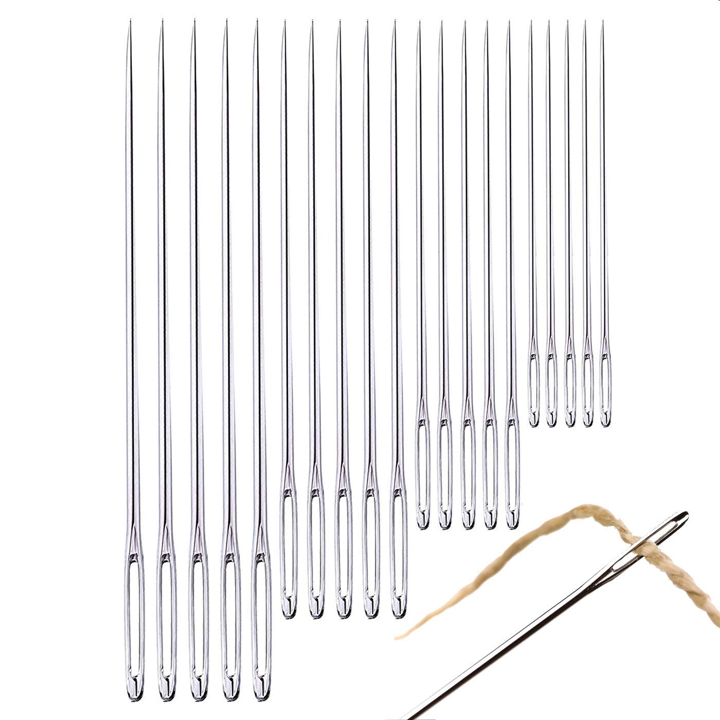 20Pcs Sewing Needles Long Needle Large Eye Embroidery Needles Big Eye Hand Sewing Quilting Knitting Accessories 4", 3.5", 3", 2.3"