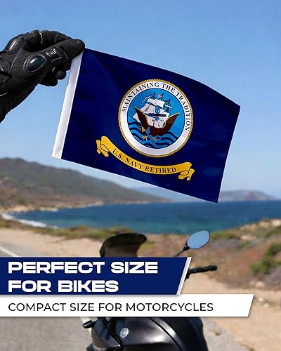 Miniatura 7 de AGAS - Bandera azul marino para motocicleta retirada, 6 x 9 pulgadas, poliéster de punto impreso de doble cara, bordes de doble costura, bandera