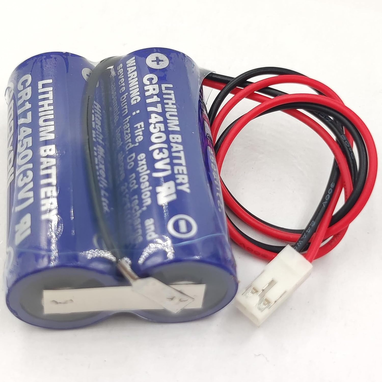 (3-Pcs) 2CR17450 CR17450 3V 2600mAh Non-Rechargeable Lithium Battery Pack for Mazak Transfer Machine Detection CR17450-2WK27/ D80UB016170 PLC Battery