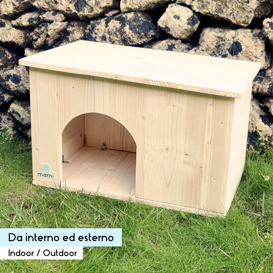 mamikids - Cuccia Gatto Cane Coniglio da Esterno e Interno in Legno Resistente e Duraturo - Casetta per Gatti, Cani di Piccola Taglia e Altri Animali Domestici, Spazio Ingresso 20x20cm - Made in Italy