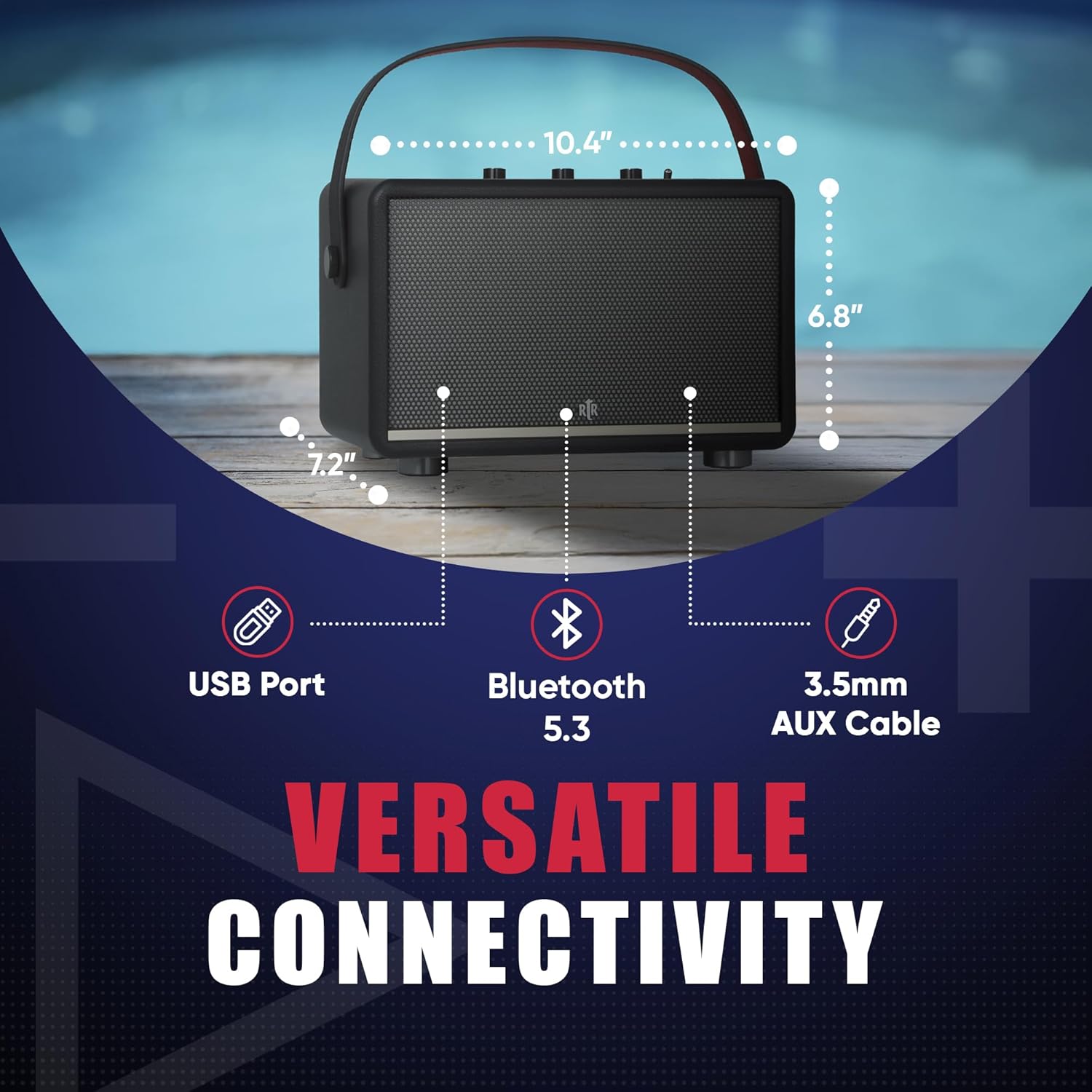 RTR - BIC America A1 Elite Portable Speaker, 80W High-Powered Sound, Dual Drivers, TWS Pairing, 15H Battery, RGB Lights, Bluetooth 5.3, USB & Aux-in, Durable, Perfect as Home Speakers - Image 6