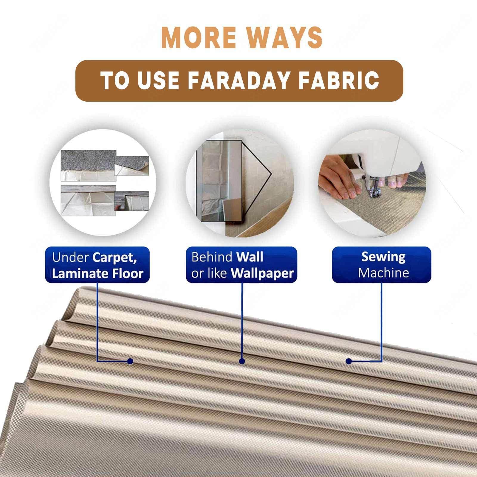 Ochrona EMF, tkanina Faraday, blokowanie sygnału, ekranowanie RFID/EMI, tkanina Faraday, blokuje sygnały, Wi-Fi, sygnały RF, srebrny - 7 x 1,1 m