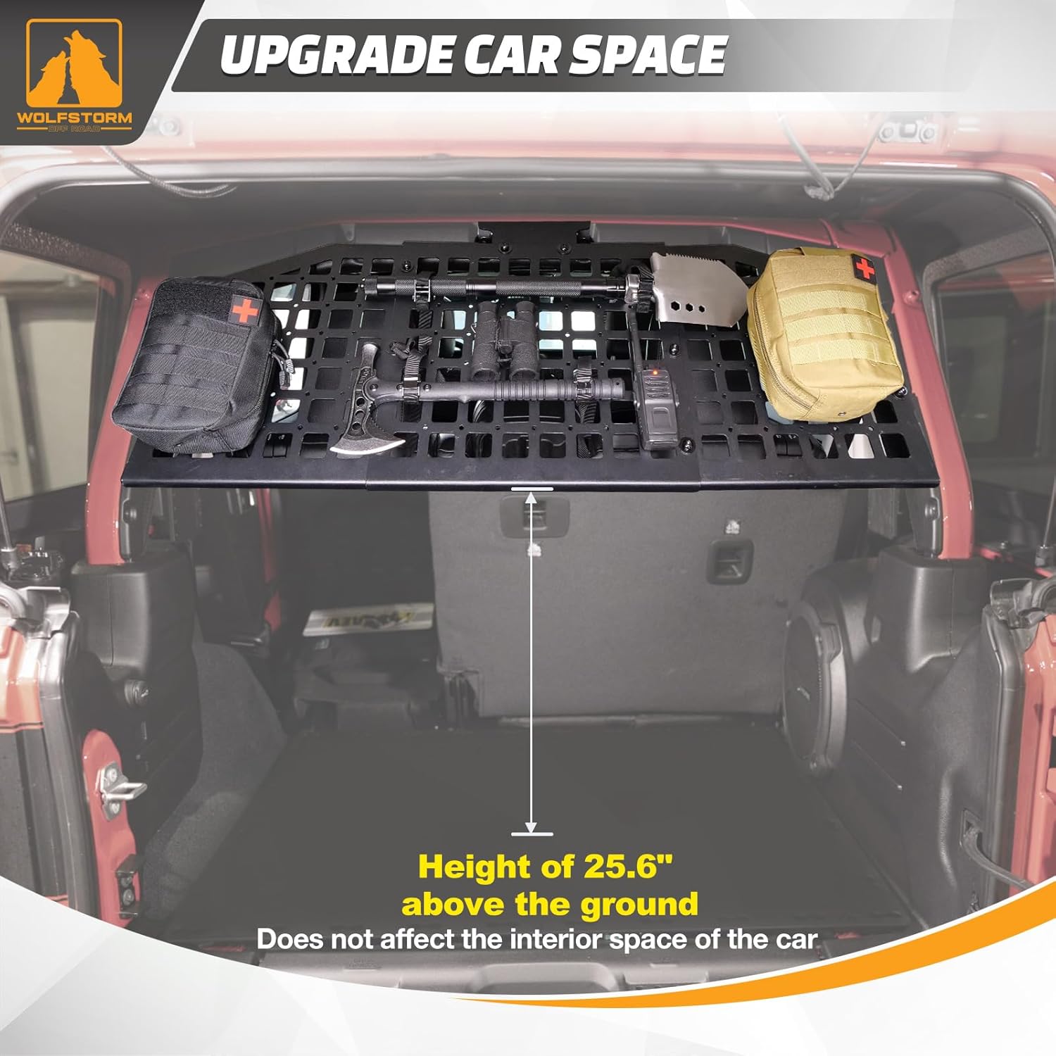 WOLFSTORM Roll Bar Molle Storage Panel, Compatible with Jeep 2018-2026 Wrangler JL 4 Doors, JL Rear Door Cargo Organizer Kit, Protective Decoration, 1PC