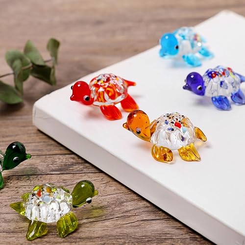 Miniatura 7 de Mini figura de cristal de tortuga para pecera, decoración de tortuga de cristal, figura de tortuga pequeña para decoración de oficina en casa, 6