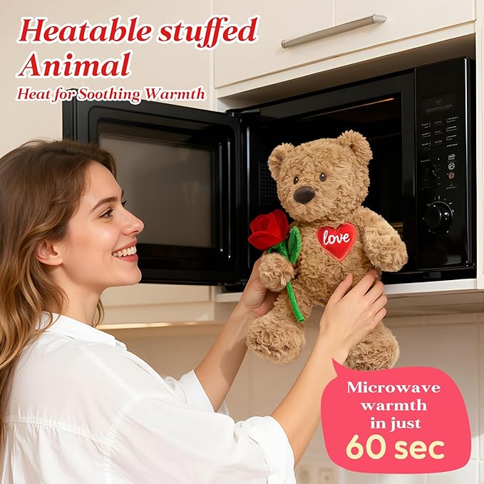 Peluche Oso Cuckool con Rosa y Corazón, Microondable y con Peso miniatura 5