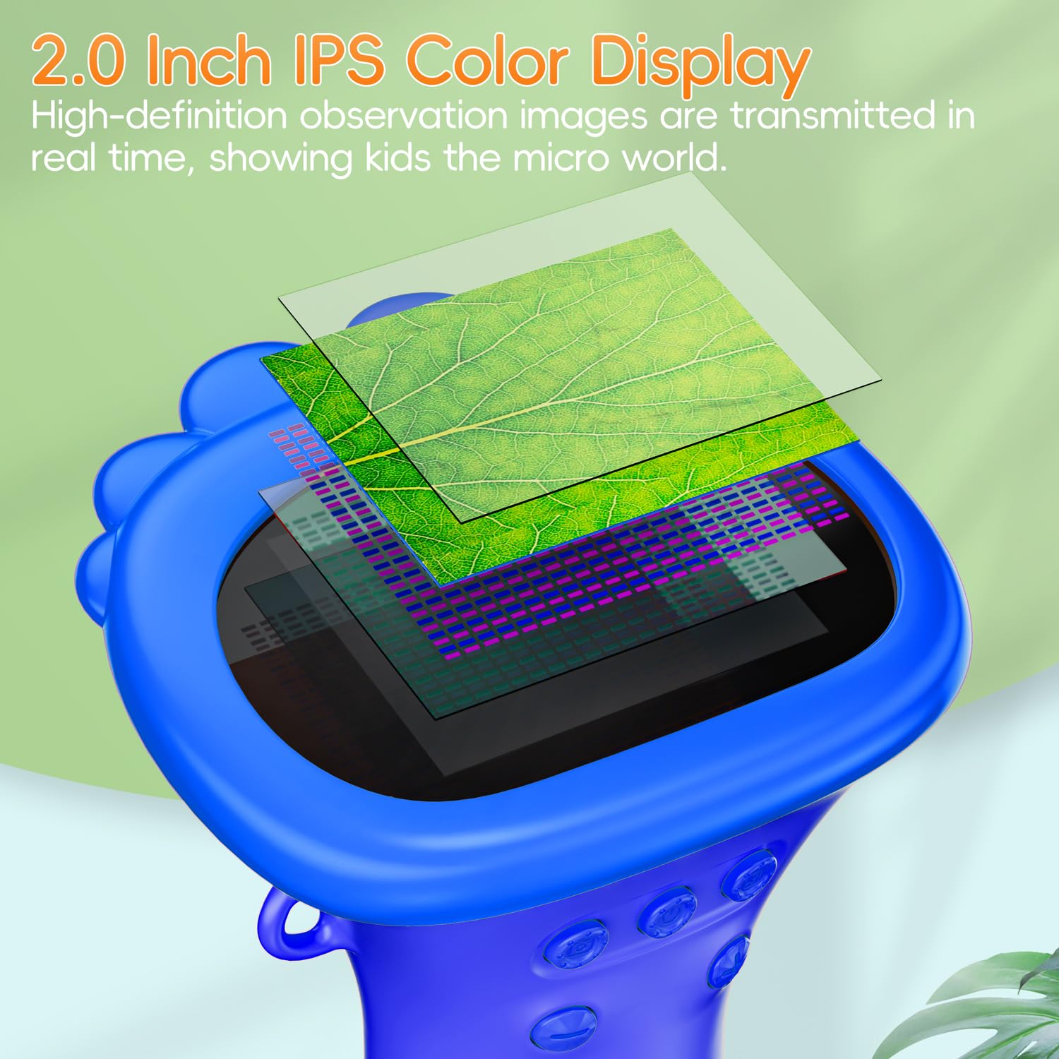 Microscope for Kids SGAINUL Digital Kid's Microscope with 2.0 Inch Screen Children's Microscope 1000x Zoom Mini Microscope Camera for Children STEM Toys for 5-12 Year Old Boys Girls Gifts-BLUE - Image 2
