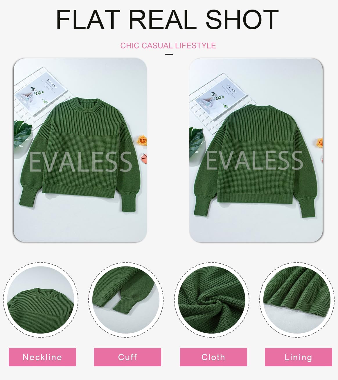 EVALESS Sweaters for Women Cute Lantern Sleeve Pullover Sweater Cable Knit Tops Fall Fashion Clothes Teacher Outfits - Image 6