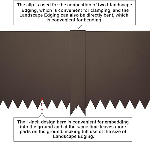 Miniatura 5 de Meyoppm Tiras de acero para bordes de paisaje de 40 pulgadas, borde de acero de 4 pulgadas de profundidad, paquete de 6 martillos en bordes de