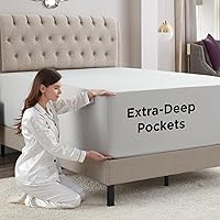 Vista 129 de Empyrean Charcoal Grey Extra Deep Pocket Fitted Sheet Full Size, Hotel Luxury Deep Pocket Full Size Fitted Sheet Only Easily Fits 18 to 24 Inch