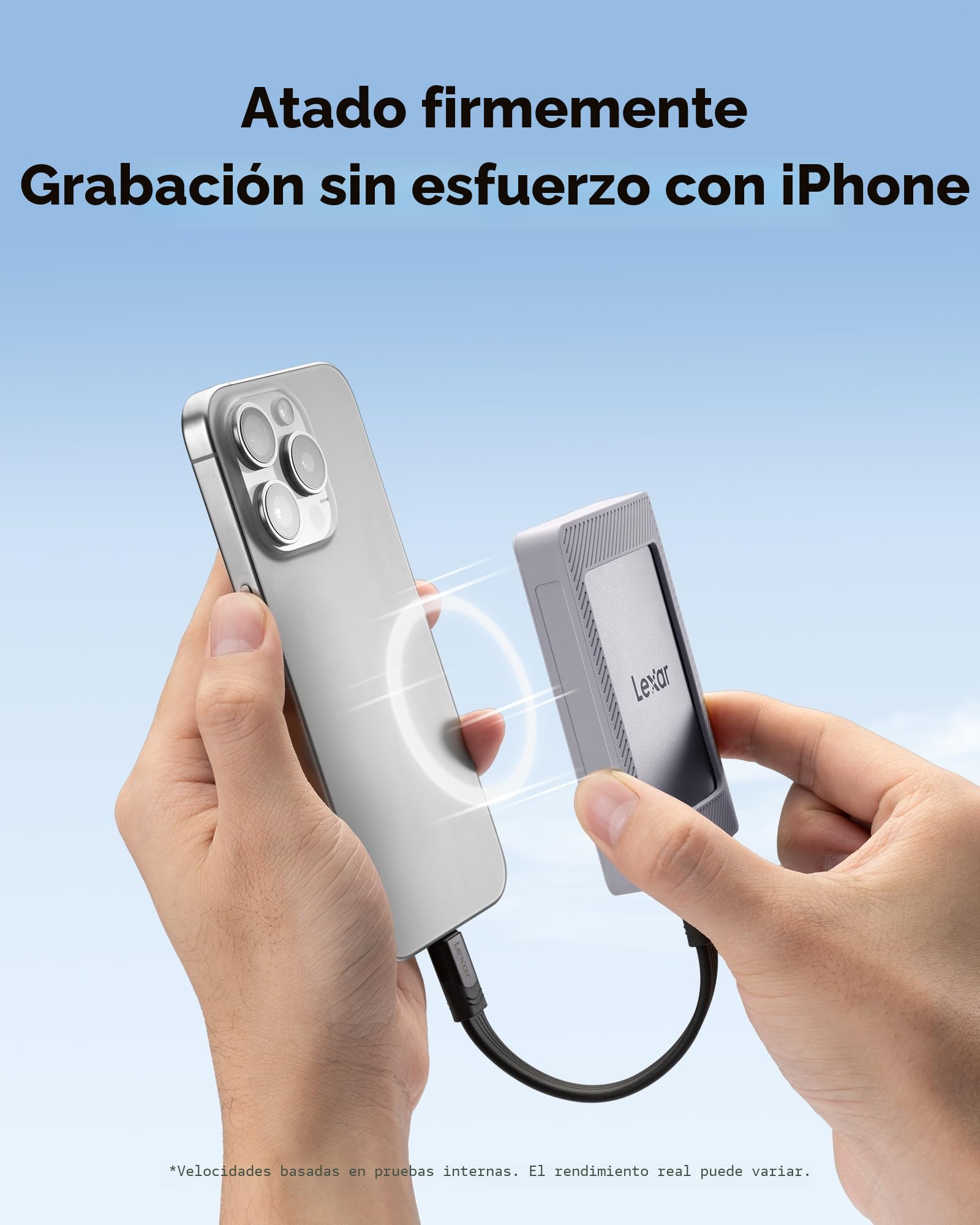 Lexar ES4 SSD Portátil con Juego Magnético de 2 TB, SSD Externo USB 3.2 Gen 2, hasta 1050 MB/s de Lectura, Compatible con iPhone 15/16, PC, Mac, Portátiles Tipo C, Tabletas, PS5, PS4