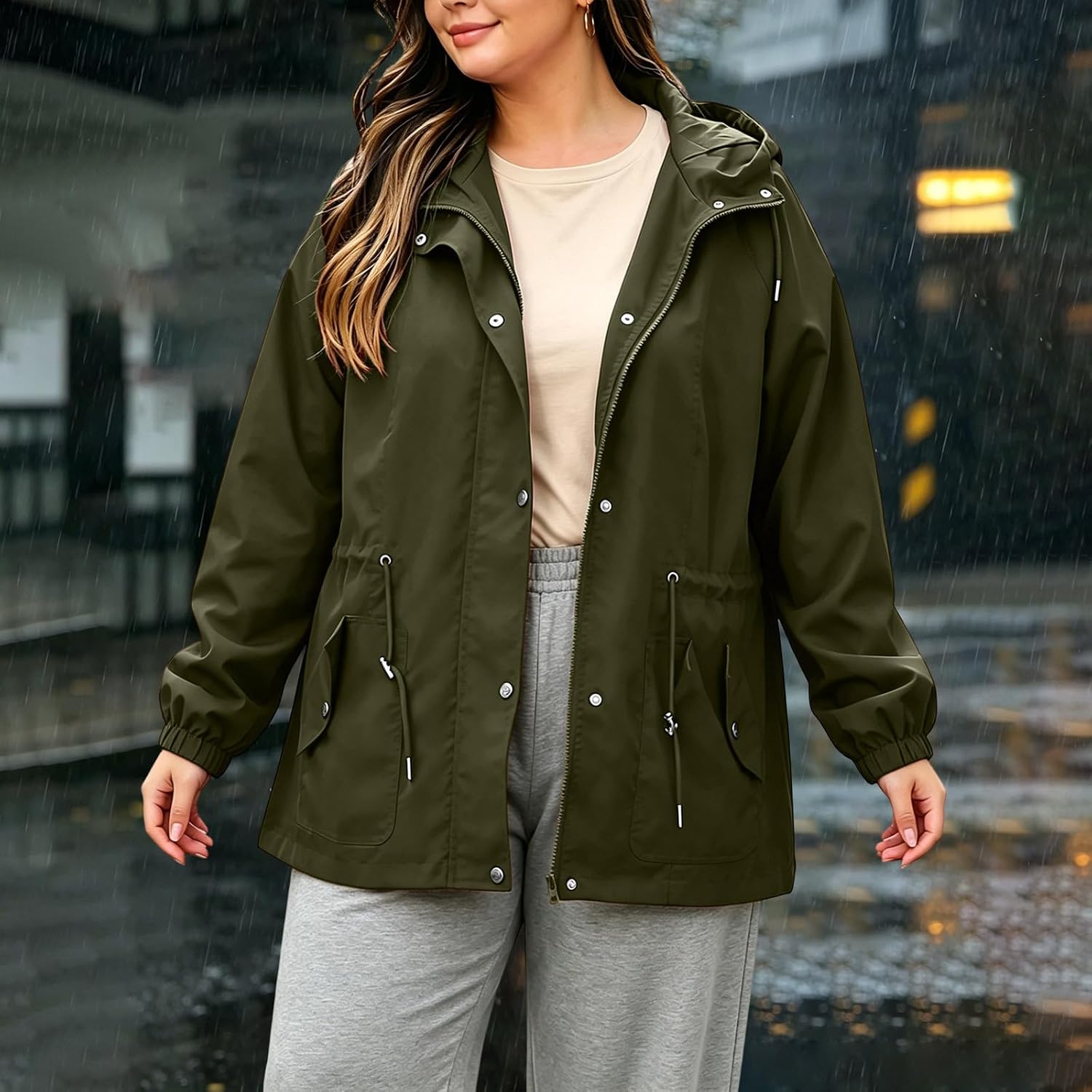 Women's Hooded Raincoat Plus Size Waterproof Jack Quick Dry Windbreaker | Waterproof Jacket Fall Outdoor Climbing Jackets for Women Zipper Hoodies Womens Spring Lightweight Coats Women's Raincoat
