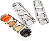 Vista 8 de drizzle 3PCS Salsa Plato de Salsa de Acero Inoxidable Salsa de Tomate de Soja Vinagre Sal Azúcar Especias Sabor Condimento Dip Tazones Coreanos BBQ